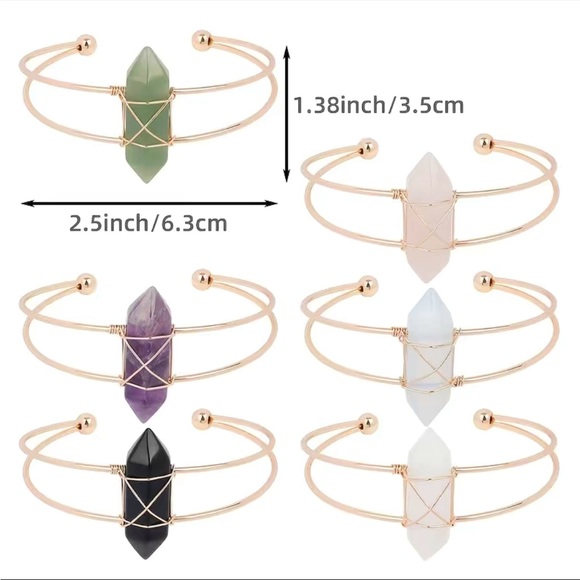 1pc Natural Healing Gemstone Column on Adjustable Gold Colour Bracelet in Box - Picture 8 of 8